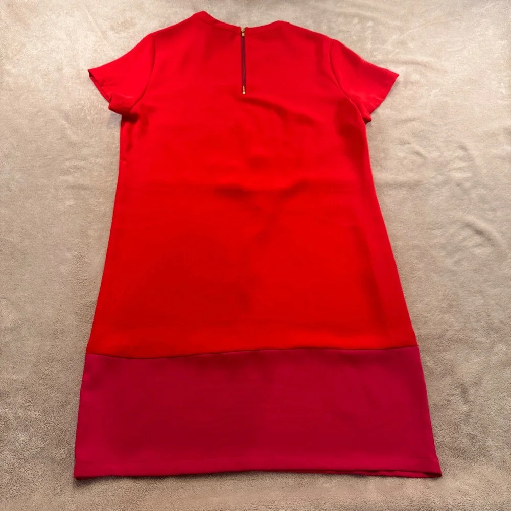 Boss Babe Colorblock Shift Dress Red Pink Wedding Party Career Minimalist‎ SZ 8